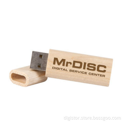 Rounded wood USB flash drive, 512MB-16GB, customized customer's logo